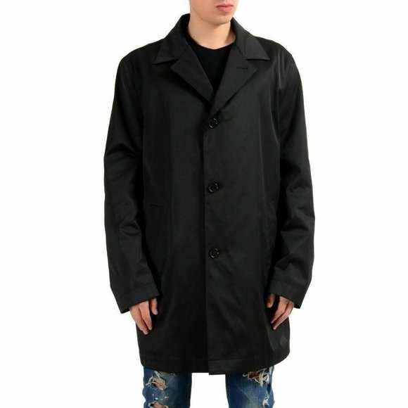 Hugo Boss Dais12 Men's Black Water-Repellent Trench Coat US 2XL IT 56
